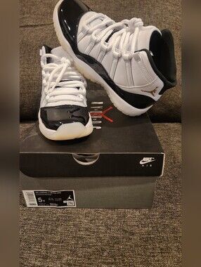Jordan Kids White and Black Retro 11 Sneakers